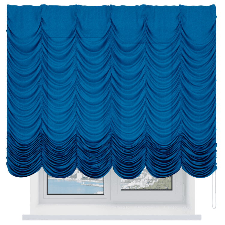 Французская штора «Кортин», лён синий