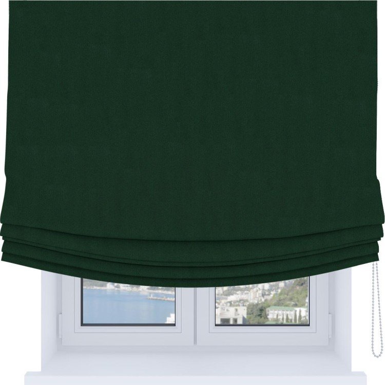 Римская штора «Кортин», блэкаут однотонный зелёный, Soft с мягкими складками